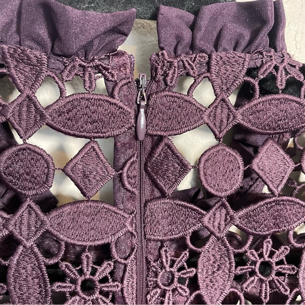 Tahari ASL sleeveless lace dress in a dark purple or plum - Picture 5 of 12